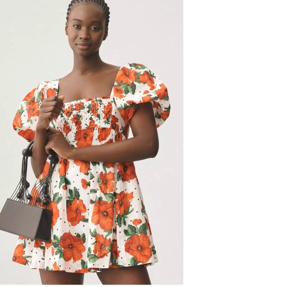 Anthropologie Maeve Square-Neck Smocked Babydoll Dress size XXSP defect - Picture 6 of 10